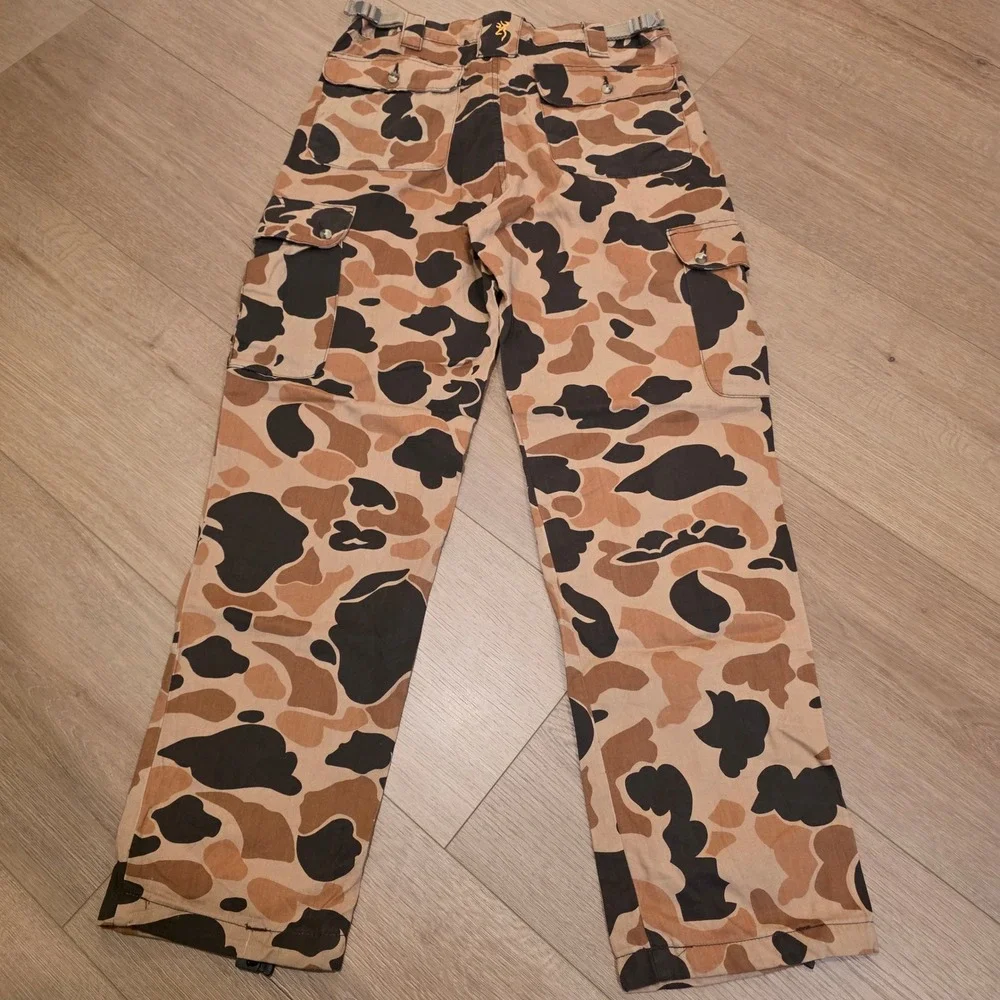 Browning Wasatch Camo Cargo Pants Mens S 30x31 Duck Brown Tan Cotton Hunting